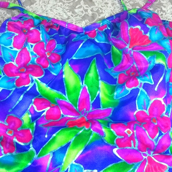 NWT Jantzen Botanical Beauty Lingerie One Piece Floral Print Swim Wear Size 14 - Picture 14 of 17